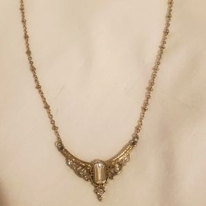 Downtown Abbey gold tone Edwardian Crystal neckl.